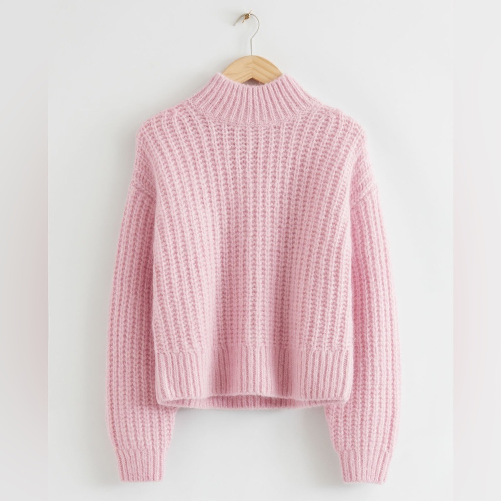 & Other Stories Fluffy Mock Neck Ribbed Sweater